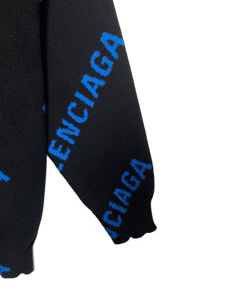 BALENCIAGA（バレンシアガ）BALENCIAGA (バレンシアガ) オールオーバー ロゴ クルーネック ニット ブラック サイズ:XSの古着・服飾アイテム