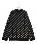 BALENCIAGAバレンシアガ）の古着「All Over Logo Crewneck Knit Sweater」｜ブラック