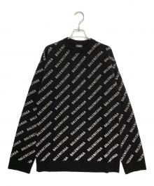 BALENCIAGA（バレンシアガ）の古着「All Over Logo Crewneck Knit Sweater」｜ブラック