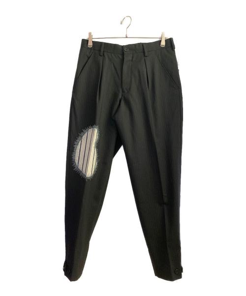 Yohji Yamamoto pour homme（ヨウジヤマモト プールオム）Yohji Yamamoto pour homme (ヨウジヤマモト プールオム) リペアストライプパンツ ネイビー サイズ:3の古着・服飾アイテム