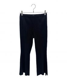 PLEATS PLEASE（プリーツプリーズ）の古着「FLUFFY BASICS PANTS/フレアプリーツパンツ」｜ネイビー