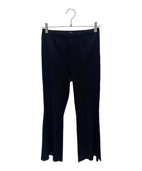 PLEATS PLEASE（プリーツプリーズ）PLEATS PLEASE (プリーツプリーズ) FLUFFY BASICS PANTS/フレアプリーツパンツ ネイビー サイズ:4の古着・服飾アイテム