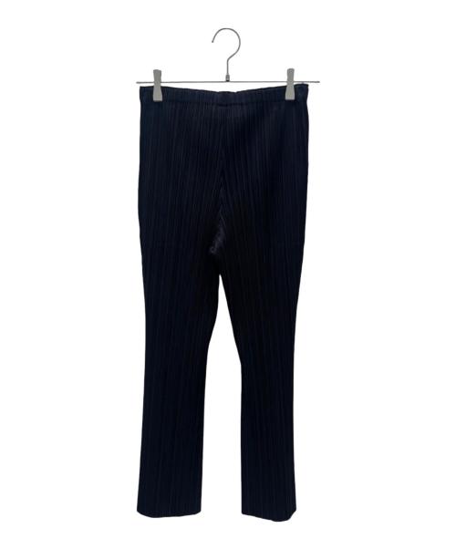 PLEATS PLEASE（プリーツプリーズ）PLEATS PLEASE (プリーツプリーズ) FLUFFY BASICS PANTS/フレアプリーツパンツ ネイビー サイズ:4の古着・服飾アイテム