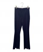 PLEATS PLEASEプリーツプリーズ）の古着「FLUFFY BASICS PANTS/フレアプリーツパンツ」｜ネイビー