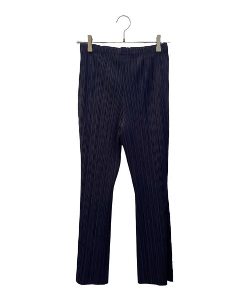 PLEATS PLEASE（プリーツプリーズ）PLEATS PLEASE (プリーツプリーズ) FLUFFY BASICS PANTS/フレアプリーツパンツ ネイビー サイズ:4の古着・服飾アイテム