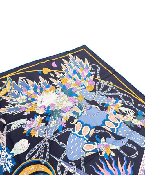 HERMES（エルメス）HERMES (エルメス) シルクスカーフ/カレ90/Le Sacre des Saisons/四季の祭典 ネイビー サイズ:90の古着・服飾アイテム