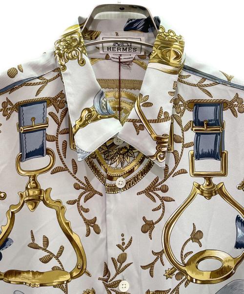 HERMES（エルメス）HERMES (エルメス) 総柄シルクシャツ スカイブルー サイズ:41の古着・服飾アイテム