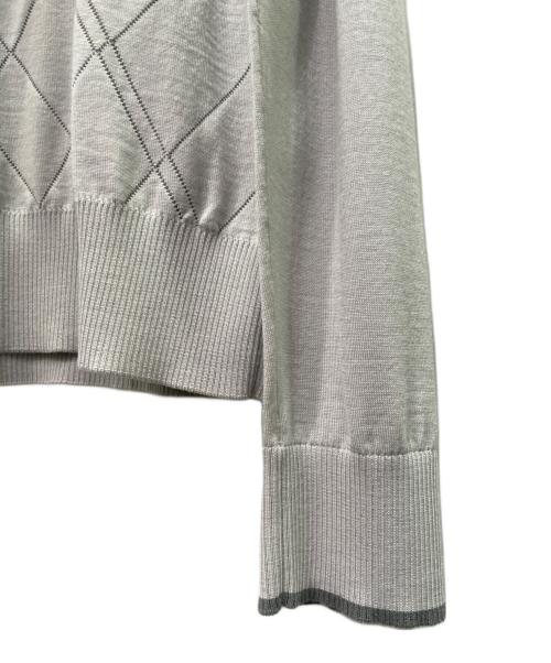 HERMES（エルメス）HERMES (エルメス) Crewneck Cotton Knit Sweater クルーネック コットンニット ライトグレー サイズ:Mの古着・服飾アイテム