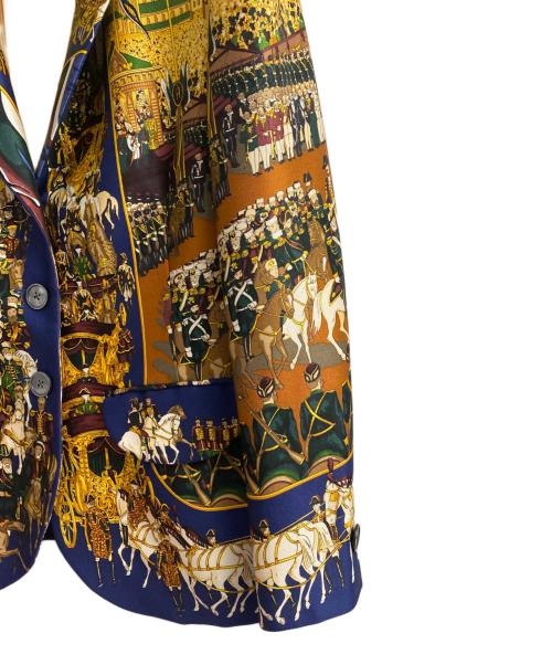 HERMES（エルメス）HERMES (エルメス) スカーフ柄ジャケット ネイビー サイズ:40の古着・服飾アイテム