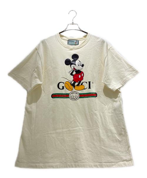 GUCCI（グッチ）GUCCI (グッチ) DISNEY (ディズニー) ロゴプリントTシャツ/565806 XJB66 アイボリー サイズ:Lの古着・服飾アイテム