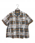 BURBERRYバーバリー）の古着「ノバチェックグラフィティシャツ」｜ブラウン×ホワイト