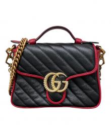 GUCCI（グッチ）の古着「GGマーモント ミニ トップハンドルレザーバッグ」｜ブラック