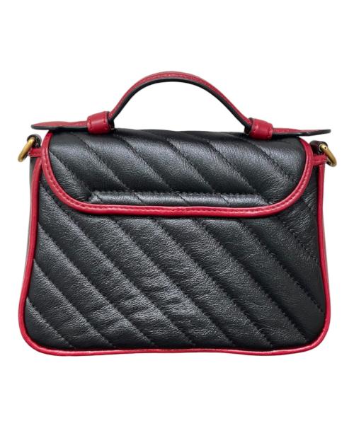 GUCCI（グッチ）GUCCI (グッチ) GGマーモント ミニ トップハンドルレザーバッグ ブラック サイズ:ミニの古着・服飾アイテム