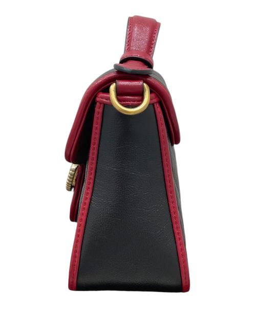 GUCCI（グッチ）GUCCI (グッチ) GGマーモント ミニ トップハンドルレザーバッグ ブラック サイズ:ミニの古着・服飾アイテム