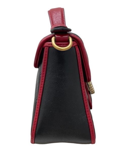 GUCCI（グッチ）GUCCI (グッチ) GGマーモント ミニ トップハンドルレザーバッグ ブラック サイズ:ミニの古着・服飾アイテム