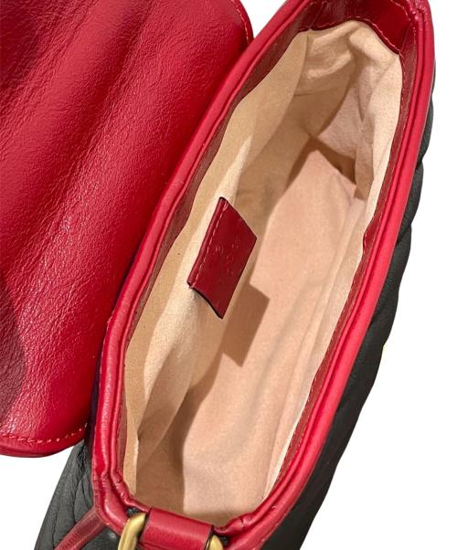 GUCCI（グッチ）GUCCI (グッチ) GGマーモント ミニ トップハンドルレザーバッグ ブラック サイズ:ミニの古着・服飾アイテム