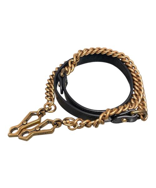 GUCCI（グッチ）GUCCI (グッチ) GGマーモント ミニ トップハンドルレザーバッグ ブラック サイズ:ミニの古着・服飾アイテム