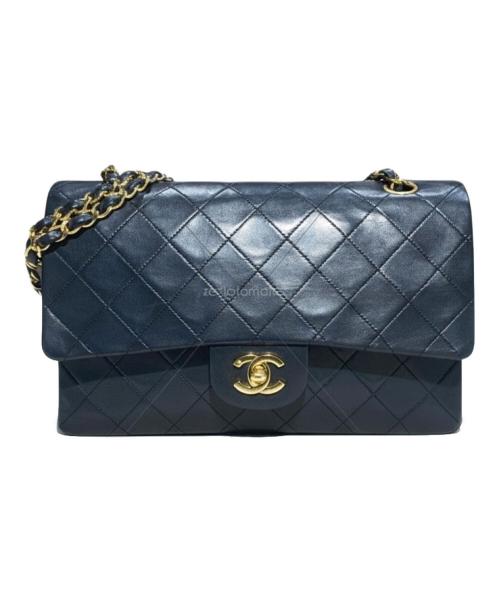 CHANEL（シャネル）CHANEL (シャネル) マトラッセ25 ラムスキン Wフラップチェーンショルダーバッグ ブラック×ゴールド サイズ:25の古着・服飾アイテム
