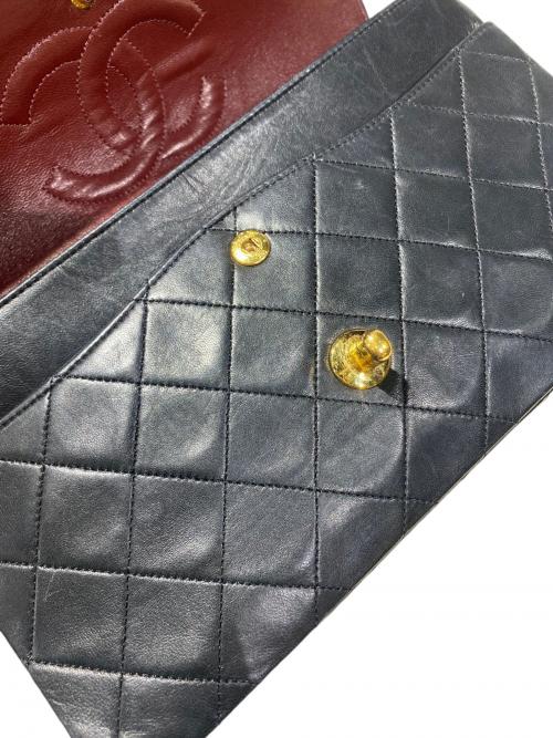 CHANEL（シャネル）CHANEL (シャネル) マトラッセ25 ラムスキン Wフラップチェーンショルダーバッグ ブラック×ゴールド サイズ:25の古着・服飾アイテム
