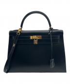 HERMESエルメス）の古着「Kelly 32 ケリー32 外縫い/ボックスカーフ/ノワール/ゴールド金具/□B刻印:1998年製」｜ブラック
