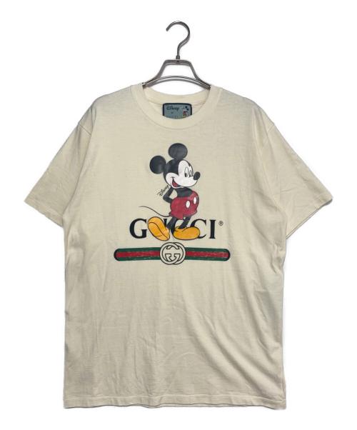 GUCCI（グッチ）GUCCI (グッチ) Disney (ディズニー) Mickey Mouse T-shirt ”Fuchsia” ベージュ サイズ:Sの古着・服飾アイテム