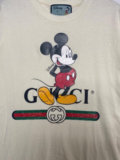 GUCCI（グッチ）GUCCI (グッチ) Disney (ディズニー) Mickey Mouse T-shirt ”Fuchsia” ベージュ サイズ:Sの古着・服飾アイテム