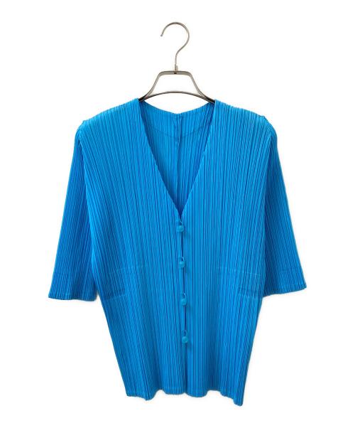PLEATS PLEASE（プリーツプリーズ）PLEATS PLEASE (プリーツプリーズ) プリーツカーディガン スカイブルー サイズ:4の古着・服飾アイテム
