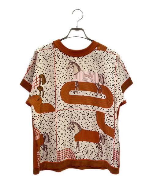 HERMES（エルメス）HERMES (エルメス) ツイルレーヌ 半袖ニット ブラウン サイズ:38の古着・服飾アイテム