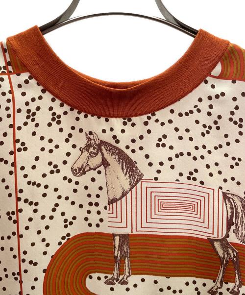HERMES（エルメス）HERMES (エルメス) ツイルレーヌ 半袖ニット ブラウン サイズ:38の古着・服飾アイテム