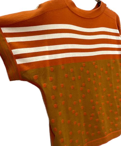 HERMES（エルメス）HERMES (エルメス) ツイルレーヌ 半袖ニット ブラウン サイズ:38の古着・服飾アイテム