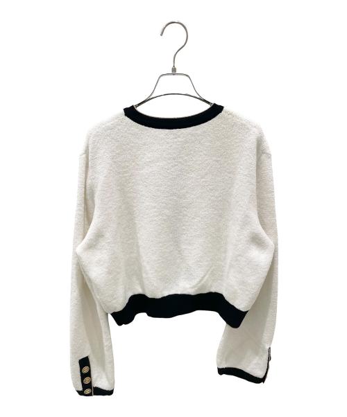 CHANEL（シャネル）CHANEL (シャネル) P60 ココボタンパイルジャケット ホワイト サイズ:42の古着・服飾アイテム