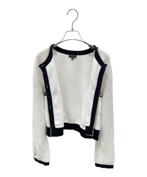 CHANEL（シャネル）CHANEL (シャネル) P60 ココボタンパイルジャケット ホワイト サイズ:42の古着・服飾アイテム