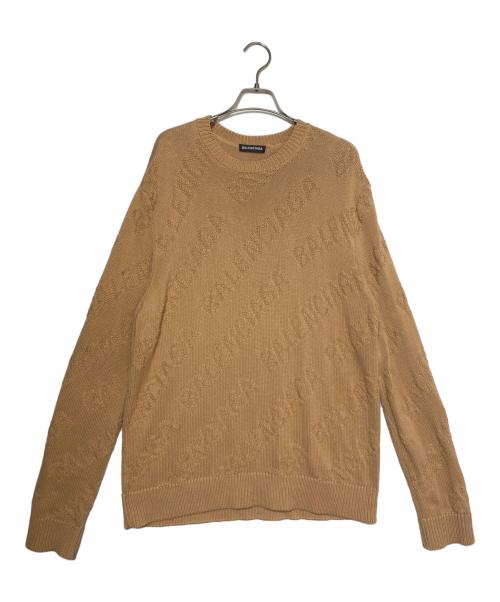 BALENCIAGA（バレンシアガ）BALENCIAGA (バレンシアガ) Logo Jacquard Crew Neck Knit Sweater ブラウン サイズ:Sの古着・服飾アイテム