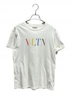 VALENTINOヴァレンティノ）の古着「VLTNレインボーロゴTシャツ」｜ホワイト