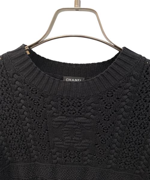 CHANEL（シャネル）CHANEL (シャネル) コットンレースニット ブラック サイズ:34の古着・服飾アイテム