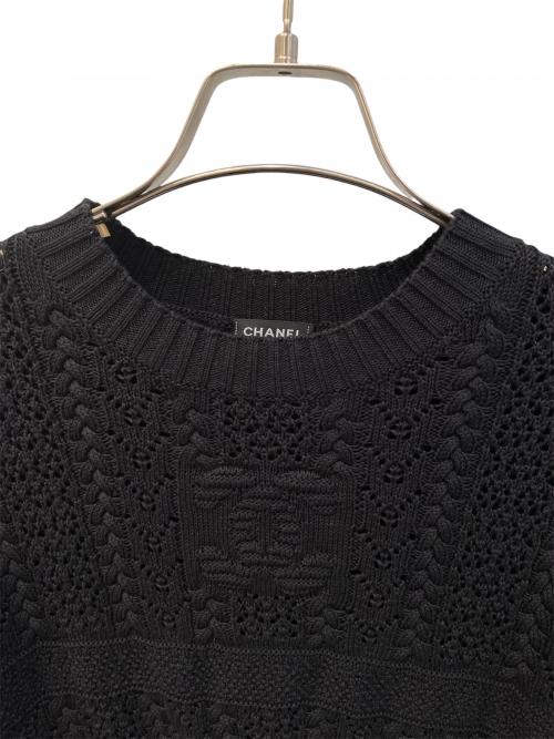 CHANEL（シャネル）CHANEL (シャネル) コットンレースニット ブラック サイズ:34の古着・服飾アイテム