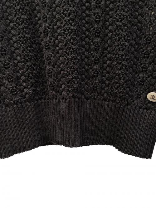 CHANEL（シャネル）CHANEL (シャネル) コットンレースニット ブラック サイズ:34の古着・服飾アイテム