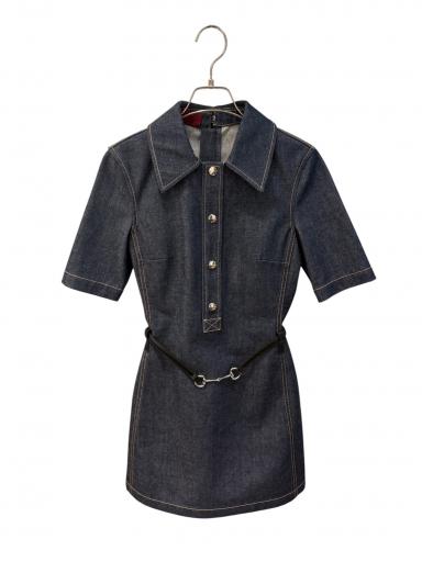 中古・古着通販】GUCCI (グッチ) ホースビットベルト付デニムミニ