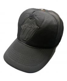 CHROME HEARTS（クロムハーツ）の古着「ROLLING STONES Leather Patch Trucker Cap」｜ブラック