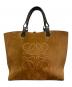 LOEWE (ロエベ) Suede Anagram Tote Bag スエード アナグラム トートバッグ ブラック×ブラウン：180000円