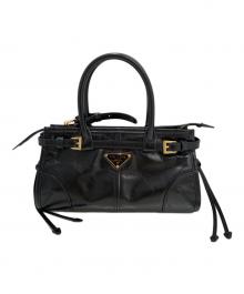 PRADA（プラダ）の古着「Pony Hair Leather Mini Handbag/ポニーレザーミニハンドバッグ/1BA486_2CYR_F0002_V_OOS」｜ブラック