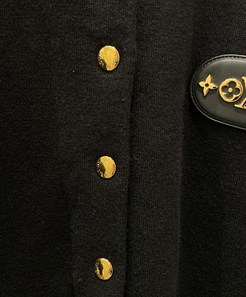 LOUIS VUITTON（ルイ ヴィトン）LOUIS VUITTON (ルイ ヴィトン) レザーロゴパッチ カーディガン ブラック サイズ:ｓの古着・服飾アイテム