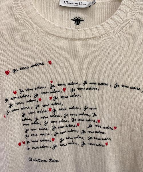Christian Dior（クリスチャン ディオール）Christian Dior (クリスチャン ディオール) エンブロイダリーカシミヤニット ホワイト サイズ:34の古着・服飾アイテム