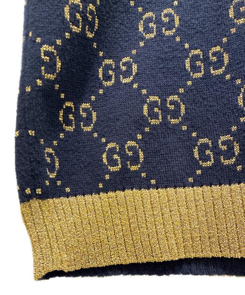 GUCCI（グッチ）GUCCI (グッチ) GGコットンラメ半袖ニット ブラック×ゴールド サイズ:Mの古着・服飾アイテム