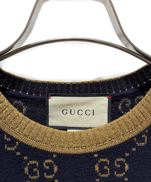 GUCCI（グッチ）GUCCI (グッチ) GGコットンラメ半袖ニット ブラック×ゴールド サイズ:Mの古着・服飾アイテム