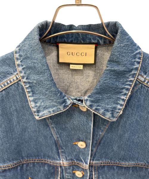 GUCCI（グッチ）GUCCI (グッチ) ウサギパッチ付デニムベスト インディゴ サイズ:40の古着・服飾アイテム