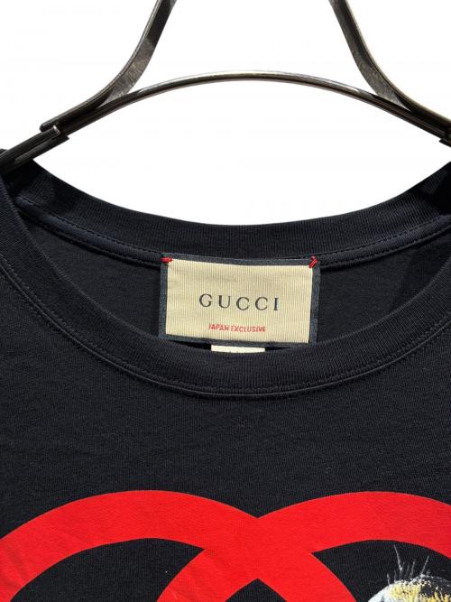 GUCCI（グッチ）GUCCI (グッチ) ロゴキャットプリントTシャツ ブラック サイズ:XSの古着・服飾アイテム