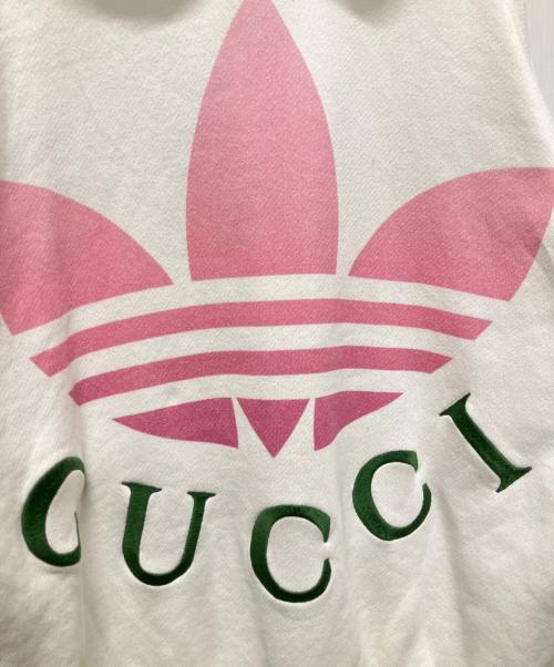 GUCCI（グッチ）GUCCI (グッチ) adidas (アディダス) ロゴパーカー ホワイト×ピンク サイズ:XSの古着・服飾アイテム