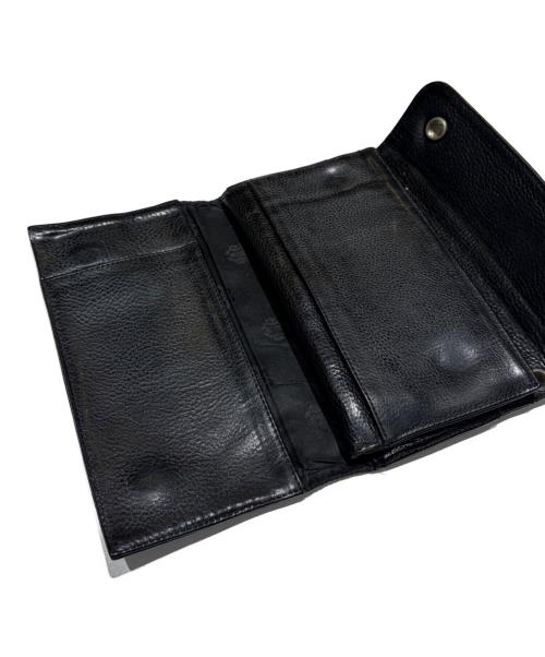 CHROME HEARTS（クロムハーツ）CHROME HEARTS (クロムハーツ) ウェーブウォレット/クロスボタン ブラックの古着・服飾アイテム