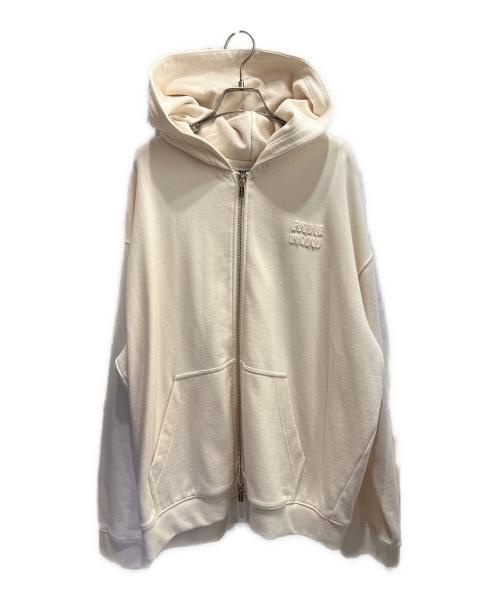 MIU MIU（ミュウミュウ）MIU MIU (ミュウミュウ) ロゴジップパーカー ホワイト サイズ:Lの古着・服飾アイテム